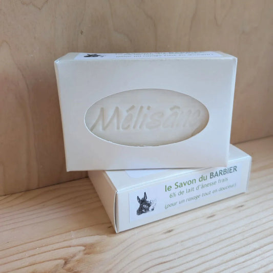 Savon du barbier au lait d'ânesse frais Mélisâne