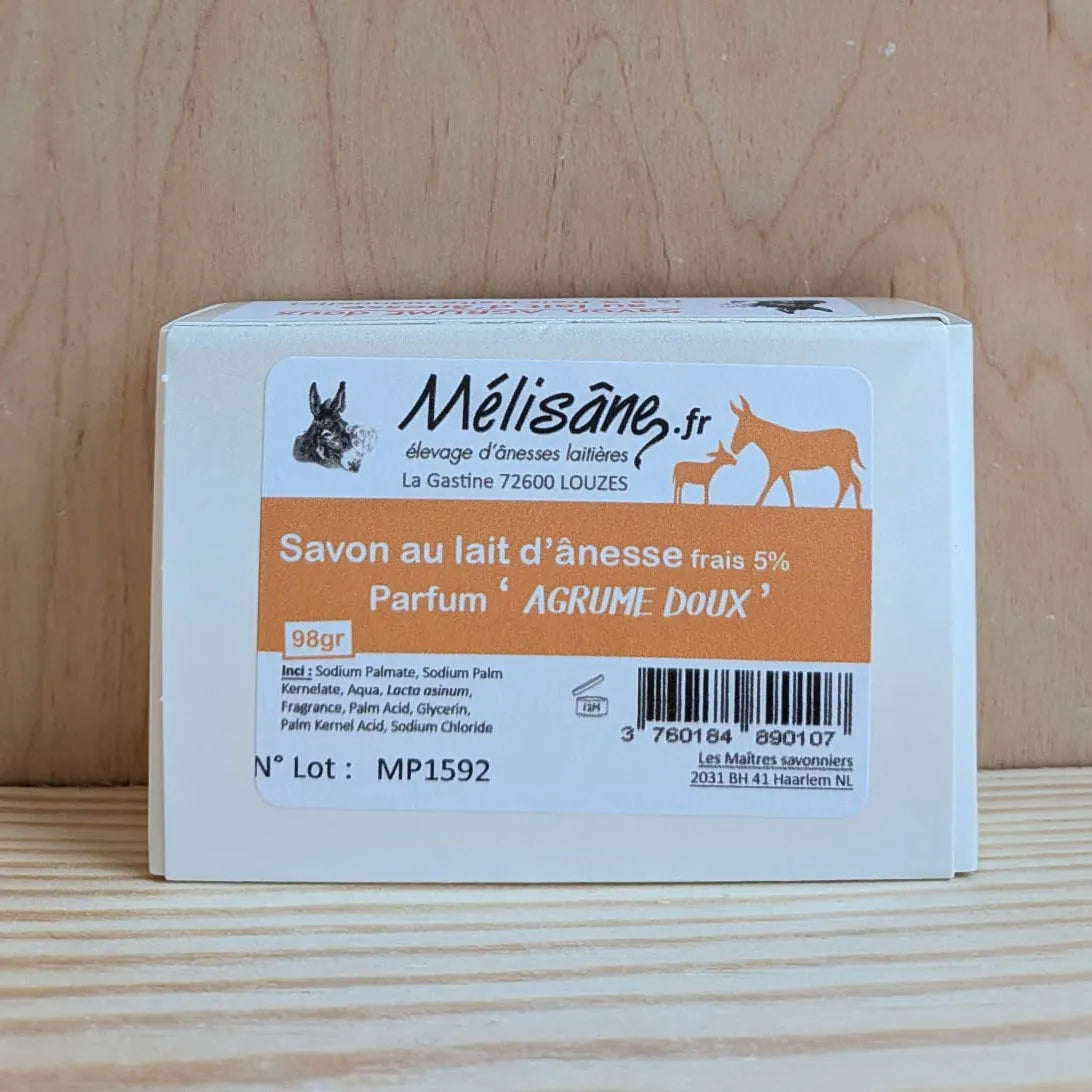Savon parfum agrumes au lait d'ânesse frais Mélisâne